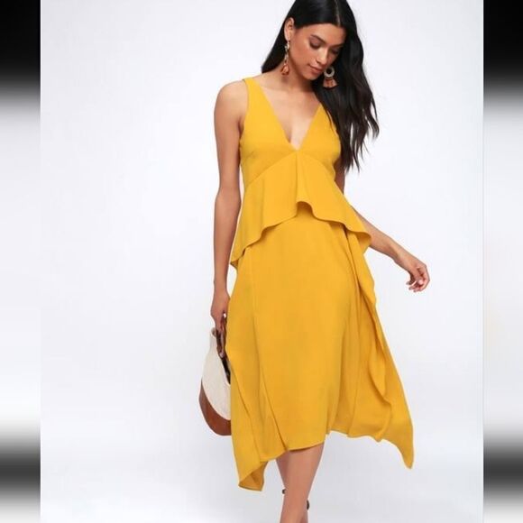 NWOT Gianni Bini Asymmetrical Maxi in mustard yellow 💛 - Picture 3 of 10